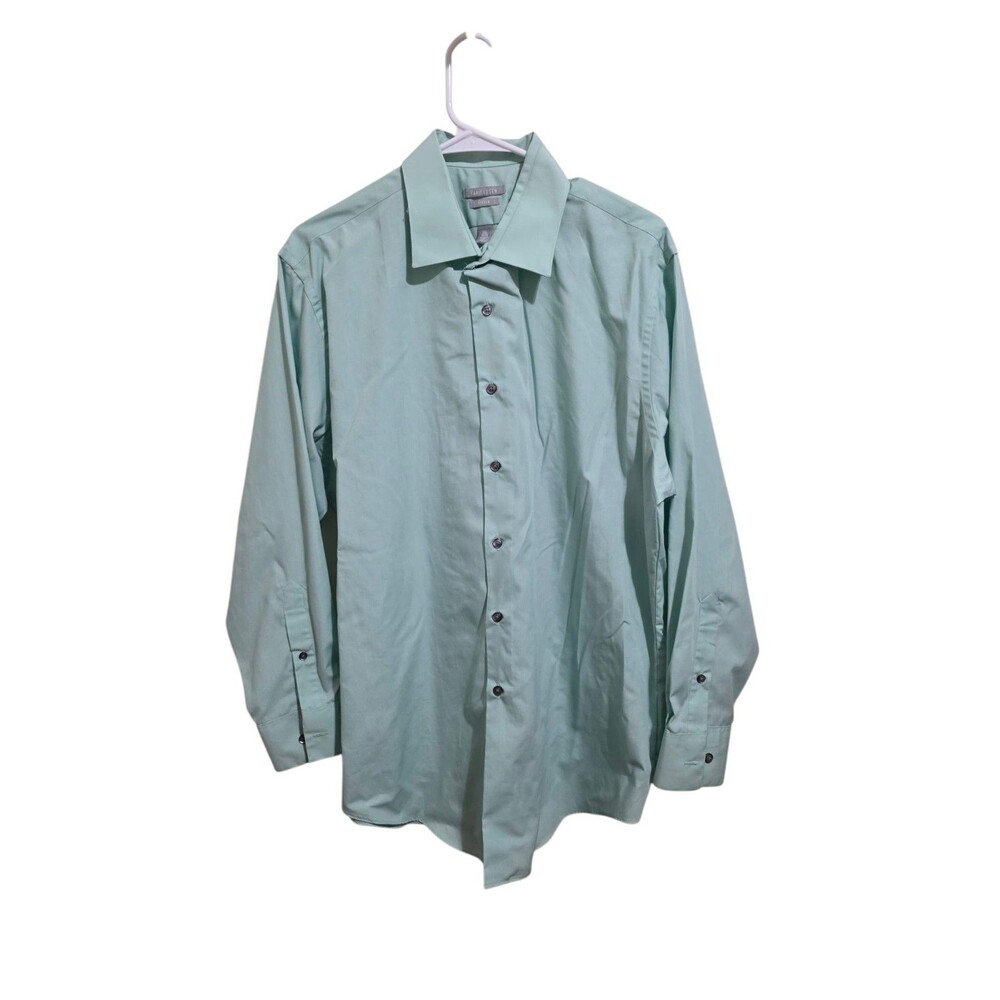 Van Heusen Long Sleeve Mint Green Fitted Men's Shirt Size 16 1/2